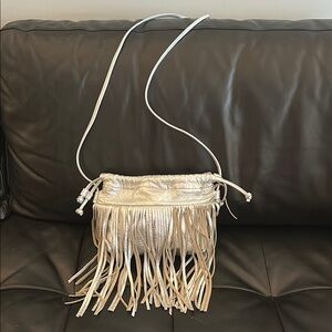 Rebecca Minkoff Silver Fringe Leather Crossbody Bag